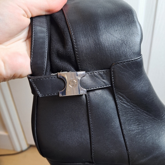 NEW Giana Bernini Black Leather Suede Classic Feminine Tall Wedge Boots Size 6M - Picture 5 of 6